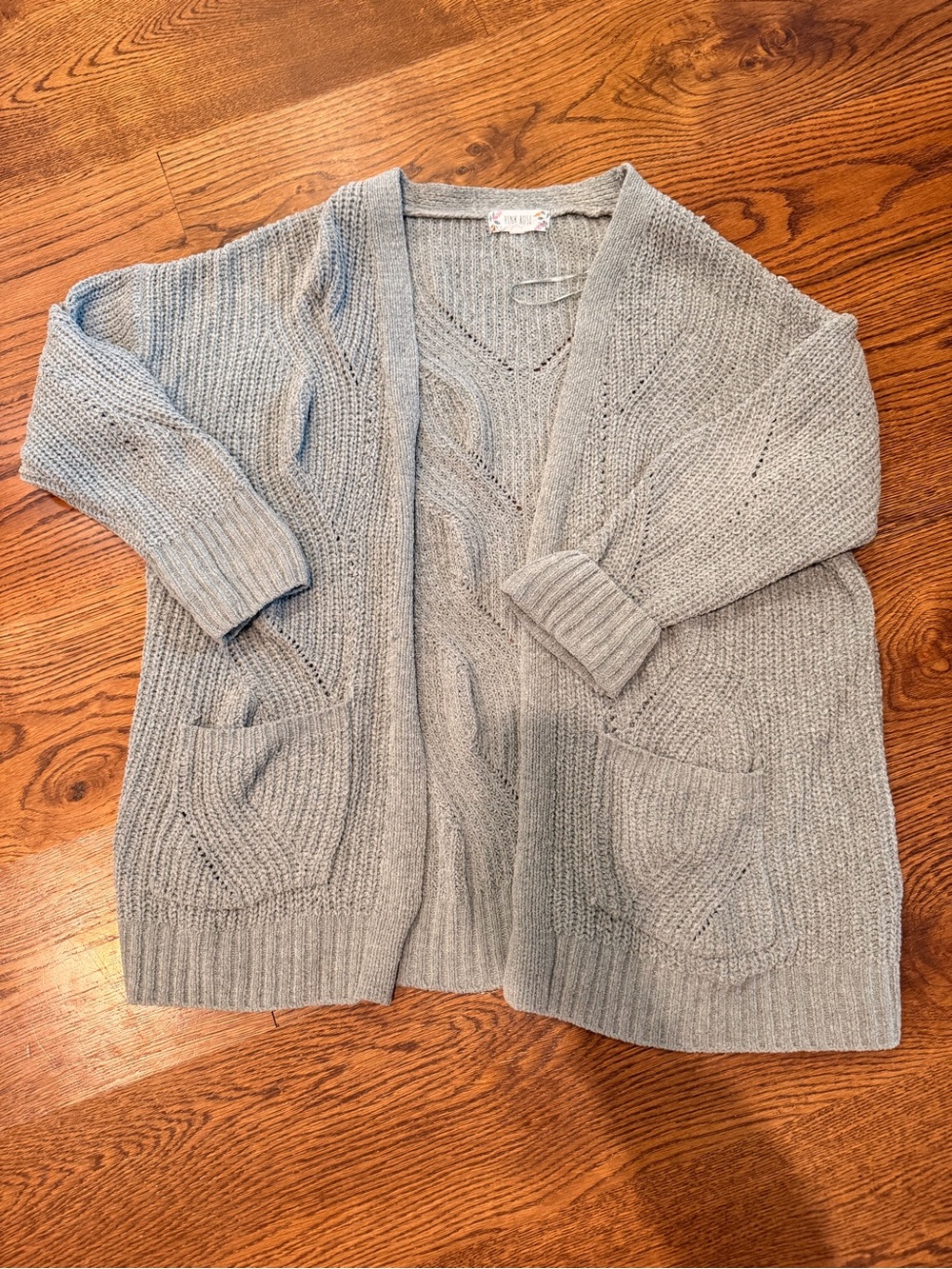 Light Sage Green Knit Open Cardigan with Pockets